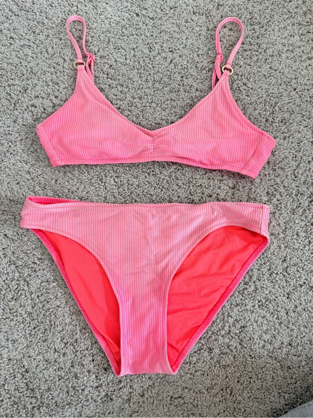 aerie Neon Coral Ribbed Bikini Bottoms